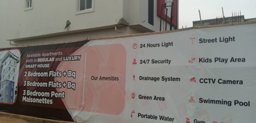 MODERNLY BUILT 3 BEDROOM FLAT WITH BQ AT PERIDOT HEIGHTS SANGOTEDO