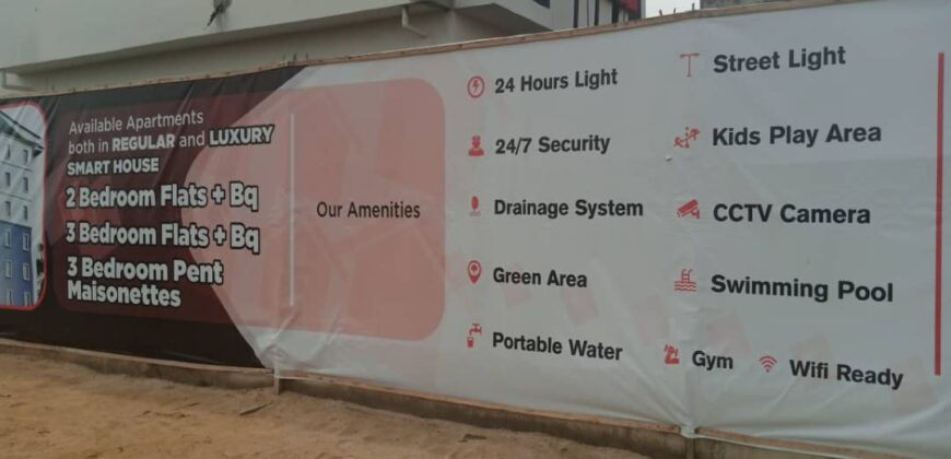 MODERNLY BUILT 3 BEDROOM FLAT WITH BQ AT PERIDOT HEIGHTS SANGOTEDO