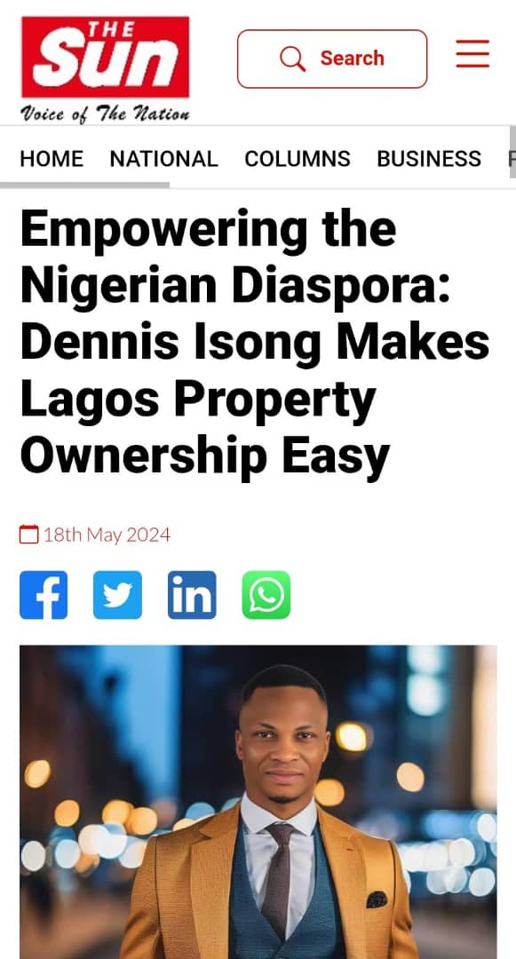 Exclusive Feature: Dennis Isong Makes Headlines in Nigeria’s The Sun Newspaper”
